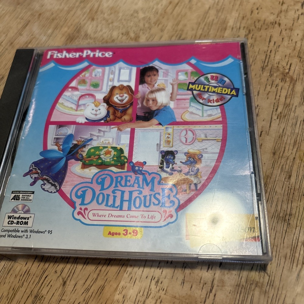 Fisher-Price Dream DollHouse Computer Game Ages 3-9 Windows PC CD-ROM 1995